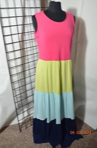 Lands' End Sleeveless Tiered Midi Dress Women's Size M - Picture 1 of 4