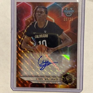 CODY WILLIAMS 2023-24 Bowman Best University ORANGE Geometric AUTO 8/25 SSP - Picture 1 of 10