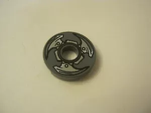 Lego (1) Dark Gray 2x2 Round Tile With Ninja Star Print, 15535 (028-75) - Picture 1 of 1