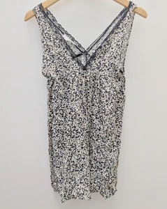 ZARA Girl's Black White V-Neck Lace Trim Sleeveless Floral Print Midi Dress - Picture 1 of 8