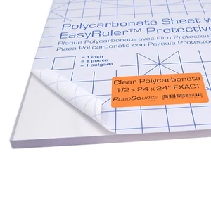 Polycarbonate Plastic Sheet 24" X 24" X 0.472" (1/2") Exact with EasyRuler Film - Picture 1 of 5