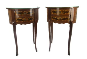 Couple  Italian Marquetry  Wooden Nightstands End Tables Chest of drawers WOW - Picture 1 of 11