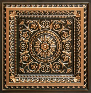 DIY Decor Ceiling Tiles PVC FauxTin Look Glue Up/Drop In D223 Antique Gold 2X2 - Picture 1 of 1