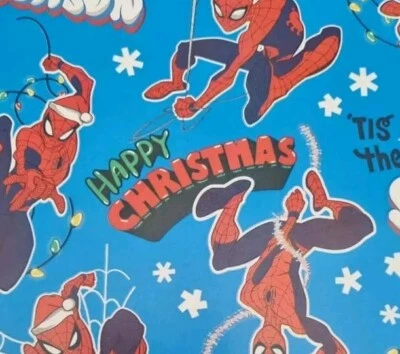 4m Spiderman  Christmas Wrapping Sheet Boys  - Image 1 of 3
