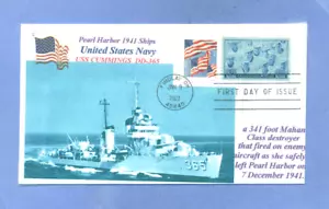 USS CUMMINGS DD-365 Pearl Harbor 1941 Ship Blue Photo, Naval, First Day PM - Picture 1 of 1