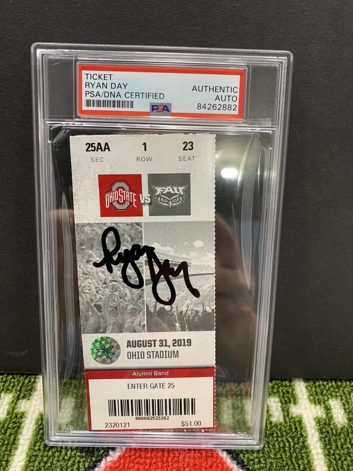 RYAN DAY SIGNED OHIO STATE BUCKEYES TICKET FAU 2019 1ST WIN HEAD COACH PSA S23 - Image 1 of 1