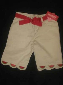 WATERMELON PICNIC Khaki Red Belt BERMUDA SHORTS upick - Picture 1 of 1