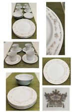 Vintage Royal China Dinnerware #Rcj4 Floral Swags Green Scrolls 20-Piece Set