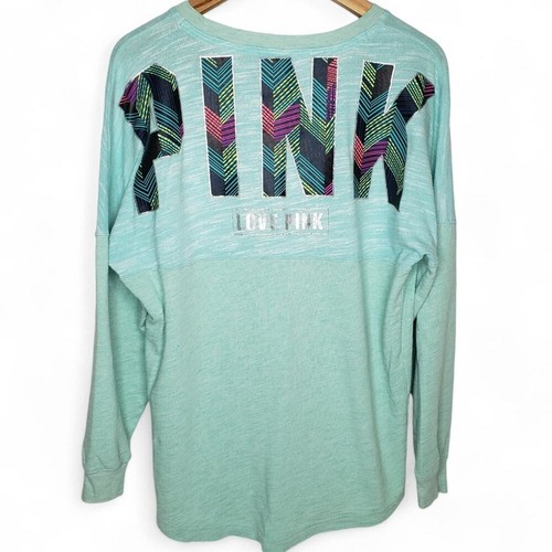UNDERCOVER Felpa rosa Victoria's Secret oversize donna retrò spell out schiuma di mare M