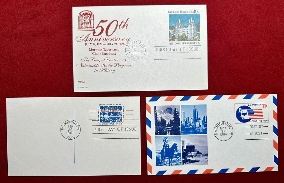 Lot of 3 US First Day of Issue Postcards - 1964, 1966, 1980 Unused And Near Mint - Image 1 of 4