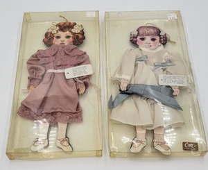 VTG CMC INC 1986 VICTORIAN PAPERDOLL ORNAMENTS 11" WITH REAL FABRIC DRESSES - Picture 1 of 9