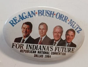 Ronald Reagan Bush Indiana 1984 campaña política republicana botón Pinback - Imagen 1 de 3