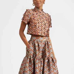 LA DOUBLEJ NWT $1250 Sequin Embellished Juliet Jacquard Crop Top Size Large - Picture 1 of 7