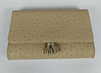Koret Clutch Purse Vintage Ivory Textured Polka Dot Swiss Dot Tassel NEW - Image 1 of 4