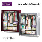 LOEFME Large Canvas Fabric Wardrobe Clothes Storage Cupboard Grey 170x125x45cm