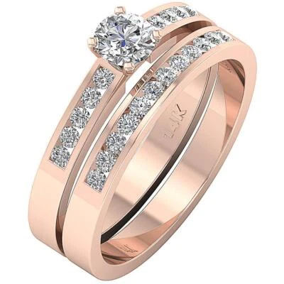 Bridal Engagement Wedding Ring VS F 1.00 Carat Lab Grown Diamond 10K Rose Gold - Image 1 of 4