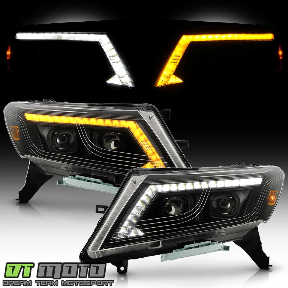 For 2013-2016 Nissan Pathfinder Black LED Switchback Signal Projector Headlights - Image 1 of 4