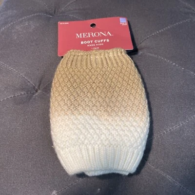 NUEVO CON ETIQUETAS MERONA Marrón Crema Mujer Botas Cubiertas Puños Hasta la Rodilla Foto 1 de 4