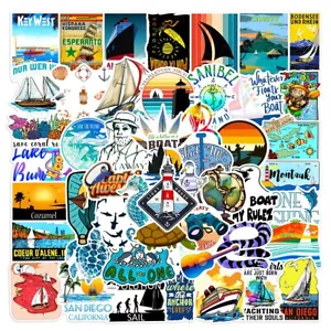 50PCS Outdoor adventure ocean animals label funny cool global sea travel sticker - Picture 1 of 5