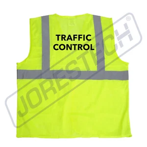 Safety Vest Traffic Control Printed Pocket Class 2 Reflective High Vis JORESTECH - Picture 1 of 10