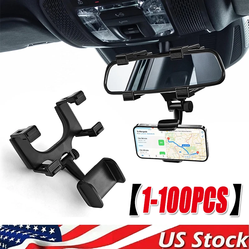 US 360 Rotation Car Rear View Mirror Mount Stand GPS Cell Phone Holder wholesale - Image 1 of 4