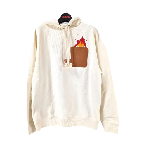 Felpa con cappuccio LOEWE x Studio Ghibli Calcifer XS cotone bianco sporco usata