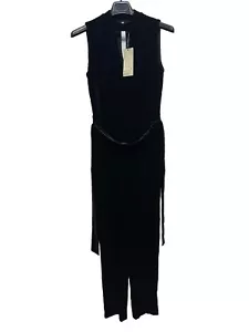 Per Una Jumpsuit Size UK 8, Black Velvet Evening Party Sleeveless - Picture 1 of 11