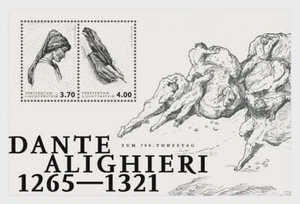 Liechtenstein 2021 700th Ann Death Dante ALIGHIERI 1265 1321 writer portrait ms2 - Picture 1 of 1