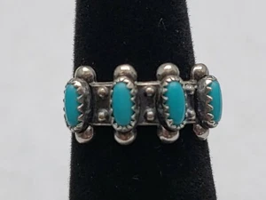 Anello uomo donna ARGENTO STERLING .925 blu turchese naturale misura 5,5 gioielli - Foto 1 di 12