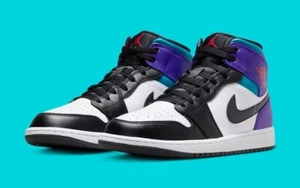 Nike Air Jordan 1 Mid White/Purple/Aqua Men’s Size US 12 Casual Sneakers New✅ - Picture 1 of 8