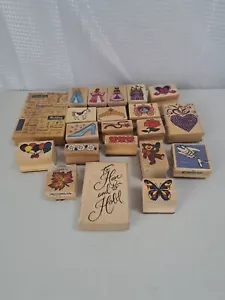 Stamps, Rubber Stamp Lot, Wood Mounted Stamps, Scrapbooking, Craft Supplies, - Picture 1 of 7