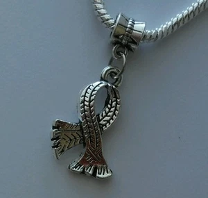 Winter Scarf Holiday Christmas Dangle Bead Silver Fits European Charm Bracelet - Picture 1 of 2