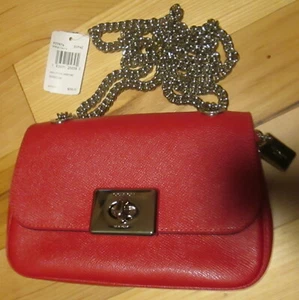 NWT COACH F77974 BRIGHT CARDINAL LEATHER CROSSBODY CHAIN HANDLE $298 - Picture 1 of 3