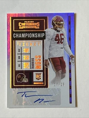 2020 Panini Contenders Ticket Variation /25 Thaddeus Moss #237 Rookie Auto RC - Image 1 of 4