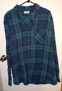 Magellan Mens 2XL Blue Green Flannel Plaid Button Down Classic Fit Canyon Creek - Picture 1 of 7