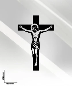 Auto Aufkleber Motorrad LKWs Vinyl Sticker Christliche Jesus Kopf Kreuz Schwarz - Bild 1 von 2