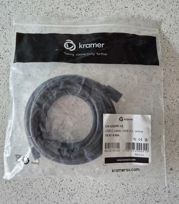 Kramer CA-U32/FF-15 USB-C Cable USB 3.2 Gen2 Active 15ft - Image 1 of 2