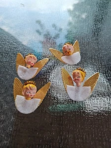 Vintage Christmas Angel Head With Wings And Halo, Set Of 4 - Picture 1 of 5
