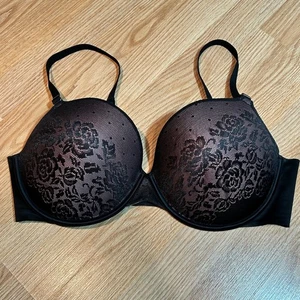 Reggiseno Secret Treasures 40D nero pizzo sovrapposto push up ferretto imbottito - Foto 1 di 6