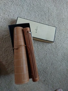 Vintage LINKS LONDON Leather Travel Checkers/chess Set Rolled Board Stamped EXC - Picture 1 of 5