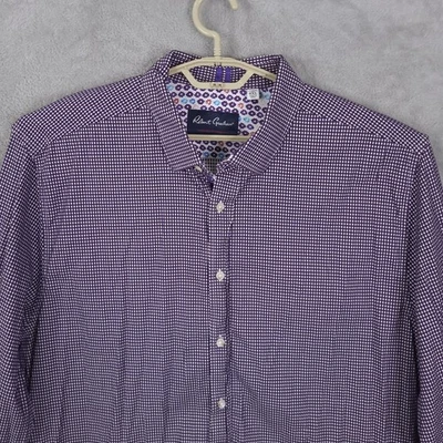 Robert Graham Button Down Shirt Men 4XL Purple Check  Casual Flip Cuff Checkered - Image 1 of 4