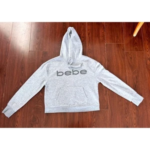 Bebe Sport Womens Gray Rhinestone Logo Hoodie Pullover Sweatshirt Size L Womens - Picture 1 of 10