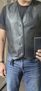 Levis Leather Waistcoat, Med, RARE , Motorcycle, Biker, DGR, cafe, Wild West! - Picture 1 of 11