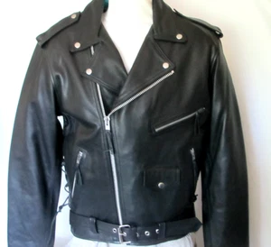 NUEVA Chaqueta de Motocicleta de Cuero Desnudo Teñida con Tambor Premium para Hombres Pequeña = 38" Pecho - Imagen 1 de 4