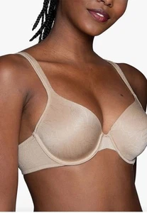 NUEVO SUJETADOR VANITY FAIR Body Shine 72298 cobertura completa camiseta BEIGE JACQUARD 40C - Imagen 1 de 5
