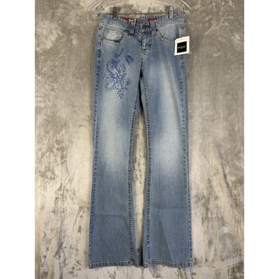 Guess Jeans Y2K Light Wash Denim Bootcut Embroidered Floral Stretch Sz 24 - Image 1 of 4