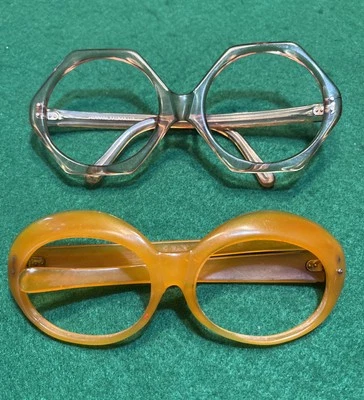 2 gafas de sol vintage para mujer ~ baquelita caramelo inusual ~ hexagonales ~ solo marcos Foto 1 de 4