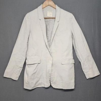 Blazer Joie Mujer Talla 6 Gris Claro 100% Lino Preppy Playa Academia Oficina Foto 1 de 4