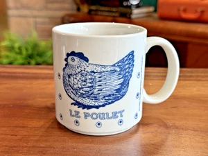 Designed By Taylor & NG San Francisco Le Poulet Chicken Mug 1984 Blue Japan - Picture 1 of 9