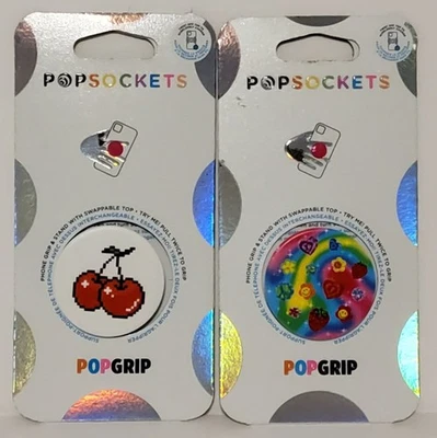 PopSockets Grip with Swappable Top Pop Grip Lot - 8 bit Cherries & Sticky Charms - Image 1 of 2